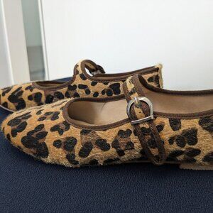 Leopard Print Mary Jane Flats - Brown